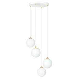 Rackhams ROYAL Pendant lamp 4 x E14 White, Gold with White Shade