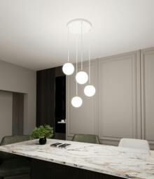 Rackhams ROYAL Pendant lamp 4 x E14 White, Gold with White Shade - thumbnail 6