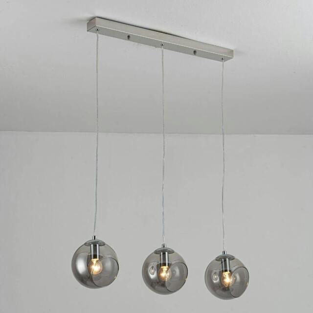 Rackhams Nia Chrome Smoke 3-Light Pendant Bar - image 1