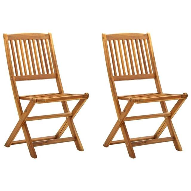 Rackhams Folding Outdoor Chairs 2 pcs Solid Acacia Wood