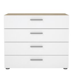 Rackhams Pepe Chest of 4 Drawers in Oak with White High Gloss - White & Oak - High Gloss - Melamine - thumbnail 2