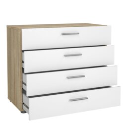 Rackhams Pepe Chest of 4 Drawers in Oak with White High Gloss - White & Oak - High Gloss - Melamine - thumbnail 4