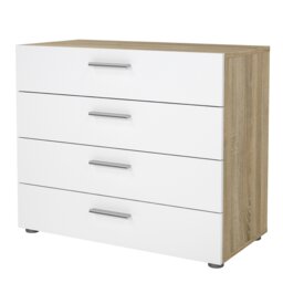 Rackhams Pepe Chest of 4 Drawers in Oak with White High Gloss - White & Oak - High Gloss - Melamine - thumbnail 3
