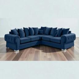 Rackhams Verona Plush Velvet Scatter Back 2C2 Corner Sofa - Blue
