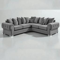 Rackhams Verona Plush Velvet Scatter Back 2C2 Corner Sofa - Blue - thumbnail 3