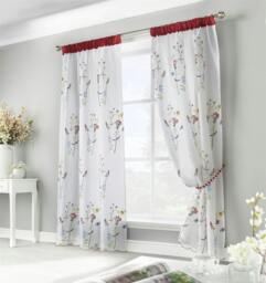 Rackhams Spring Embroidered Voile Curtains - 145cm width x 137cm drop