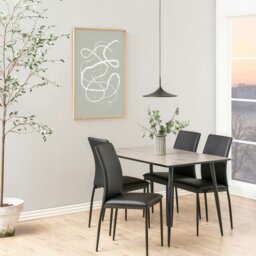 Rackhams Wilma Dining Table with White Oak Top & Black Legs - Black - No - Brown - thumbnail 3