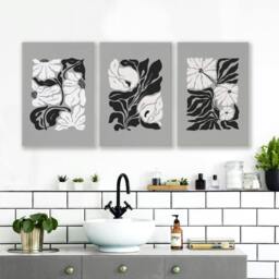 Rackhams Posters For Bathrooms - Set of 3 Botanical Wall art Prints - 20 x 30 in / 50 x 76 cm - Matte museum Quality Art Paper 290 gsm - Oak Frame