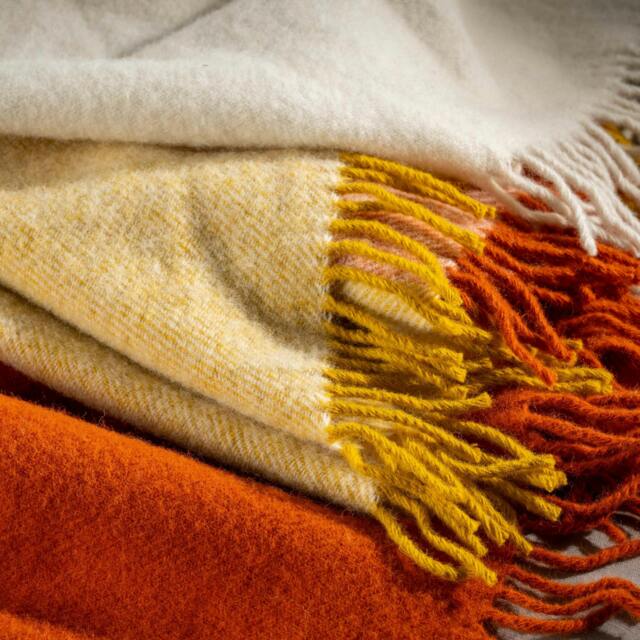 Rackhams Cinnamon Wool Block Colour Check Throw - image 1