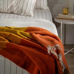 Rackhams Cinnamon Wool Block Colour Check Throw - thumbnail 4
