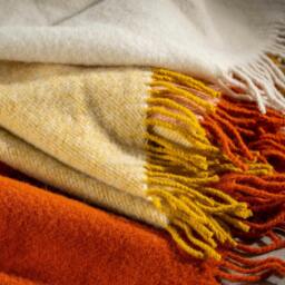 Rackhams Cinnamon Wool Block Colour Check Throw