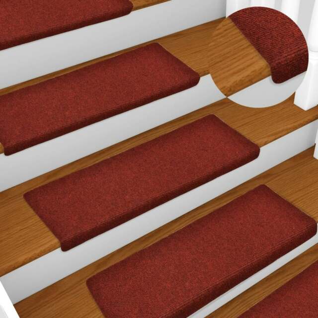 Rackhams Stair Mats 15 pcs Needle Punch 65x21x4 cm Red