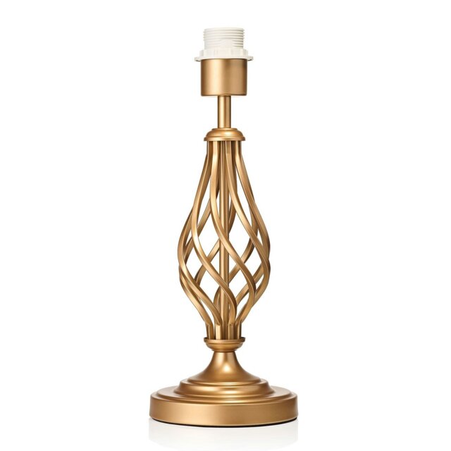 Rackhams Traditional Sleek Satin Gold Brass Table Lamp Base with Twist Metal Stem Design - image 1
