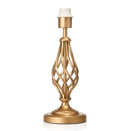 Rackhams Traditional Sleek Satin Gold Brass Table Lamp Base with Twist Metal Stem Design