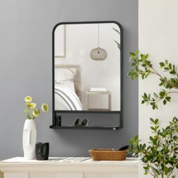 Rackhams Rectangle Wall Mirror with Shelf for Living Room, Bedroom - Black - 70cm x 50cm x 10.2cm - thumbnail 6