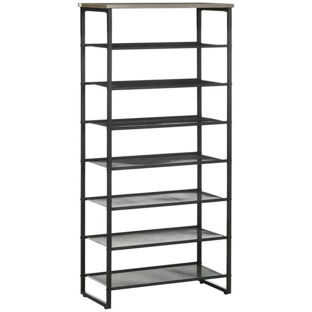 Rackhams 8-Tier Shoe Rack, Shoe Storage Organizer with Mesh Shelves, Free Standing Shoe Shelf Stand for 21-24 Pairs of Shoes, Grey - image 1