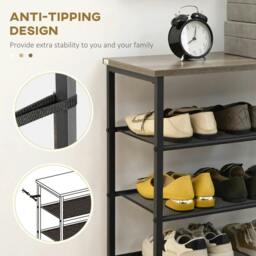 Rackhams 8-Tier Shoe Rack, Shoe Storage Organizer with Mesh Shelves, Free Standing Shoe Shelf Stand for 21-24 Pairs of Shoes, Grey - thumbnail 6
