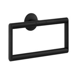 Rackhams Matt Black Stainless Steel Rectangular Towel Ring (W)20cm Self Adhesive Wall Mounted Bathroom Towel Holder