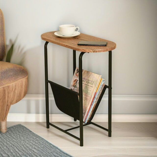 Rackhams Industrial Side Table With Magazine Holder Brown - image 1