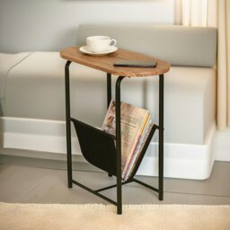 Rackhams Industrial Side Table With Magazine Holder Brown - thumbnail 4