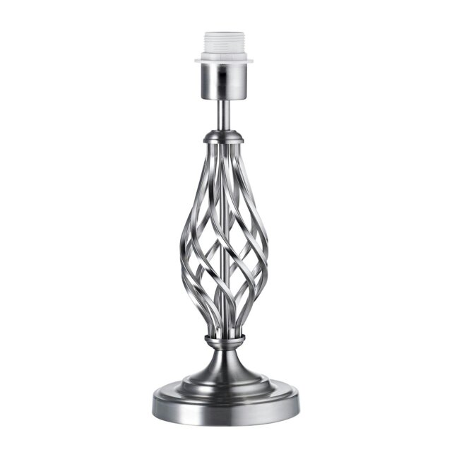 Rackhams Traditional Brushed Satin Nickel Table Lamp Base with Twist Metal Stem Design - image 1