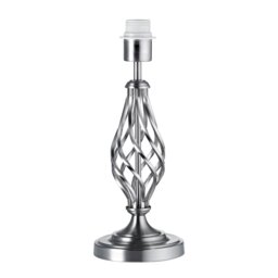 Rackhams Traditional Brushed Satin Nickel Table Lamp Base with Twist Metal Stem Design