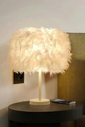 Rackhams Modern Feather Bedside Table Lamp - White - One Size - thumbnail 1