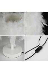 Rackhams Modern Feather Bedside Table Lamp - White - One Size - thumbnail 6