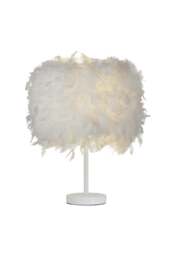 Rackhams Modern Feather Bedside Table Lamp - White - One Size - thumbnail 5