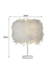 Rackhams Modern Feather Bedside Table Lamp - White - One Size - thumbnail 4