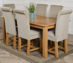 Rackhams Oslo 180 x 90cm Large Oak Dining Set with Washington Fabric Chairs - 6 chairs - Grey - thumbnail 1