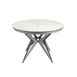Rackhams Round extendable dining table in porcelain marble and grey steel 1119 - thumbnail 3