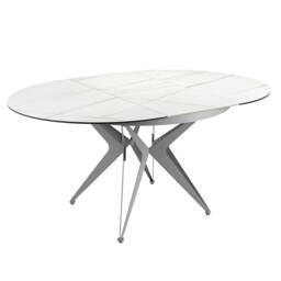 Rackhams Round extendable dining table in porcelain marble and grey steel 1119 - thumbnail 2