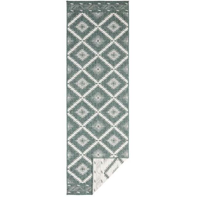 Rackhams Malibu Reversible Indoor-Outdoor Rug Diamond Design - Green - 80X250 cm