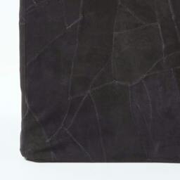 Rackhams Black Leather and Suede Patchwork Cube Pouffe - 36 x 36 x 38 cm - Black - thumbnail 4