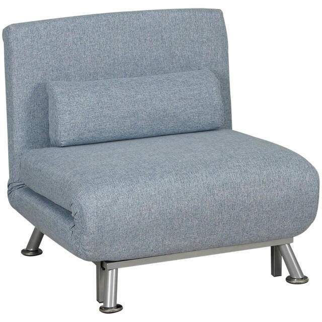 Rackhams Linen Chair Bed, 3-in-1 Convertible Sleeper Chair with Adjustable Backrest, Pillow, for Living Room, Bedroom, Sky Blue - image 1