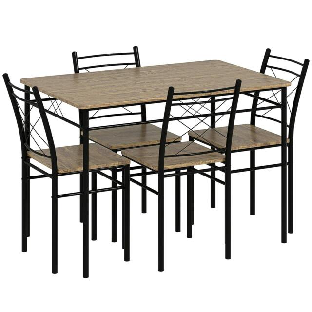Rackhams Five-Piece Minimal Dining Set - Oak-Effect/Black