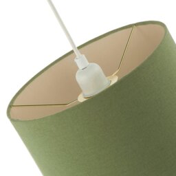 Rackhams Olive Green Linen Fabric Pendant Shade with Brushed Gold Metal Ring - thumbnail 4