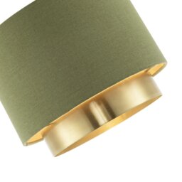Rackhams Olive Green Linen Fabric Pendant Shade with Brushed Gold Metal Ring - thumbnail 3