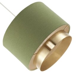 Rackhams Olive Green Linen Fabric Pendant Shade with Brushed Gold Metal Ring - thumbnail 5