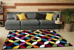 Rackhams Carved Rug Multi - Circle Black - 160cm x 230cm (5.2ft x 7.5ft)