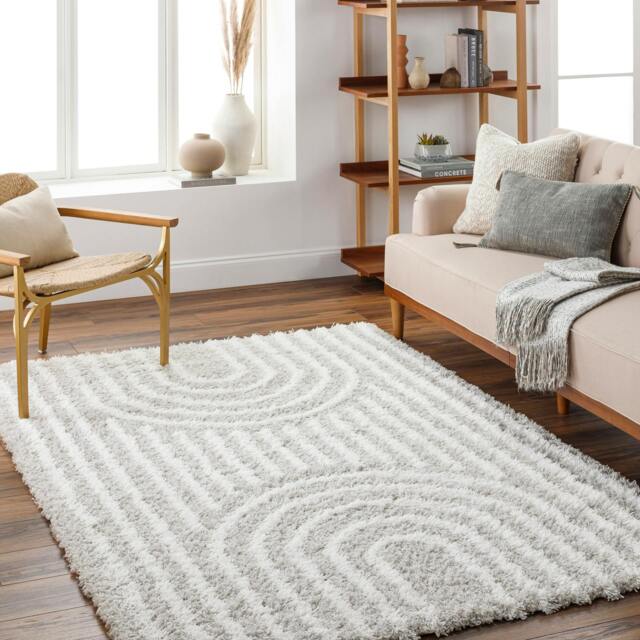 Rackhams Urban Shag-Modern Grey White Soft Plush Pile Rug - 200 x 290 cm - image 1