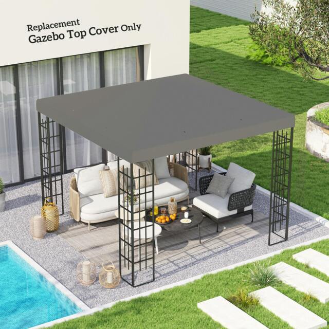 Rackhams 3 x 3(m) Gazebo Canopy Replacement Cover, UPF30+, Black - Grey - image 1