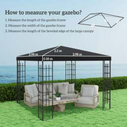 Rackhams 3 x 3(m) Gazebo Canopy Replacement Cover, UPF30+, Black - Grey - thumbnail 6