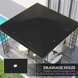 Rackhams 3 x 3(m) Gazebo Canopy Replacement Cover, UPF30+, Black - Grey - thumbnail 4