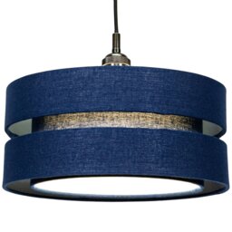 "Rackhams Modern 14"" Midnight Blue Linen Fabric Triple Tier Ceiling Pendant Lamp Shade"