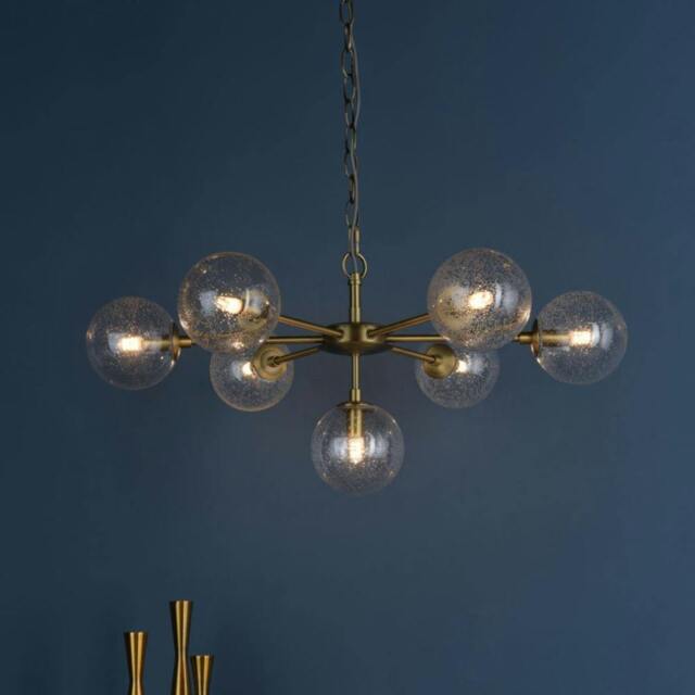 Rackhams Ophelia 7-Light Warm Brass and Glass Pendant - image 1