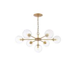 Rackhams Ophelia 7-Light Warm Brass and Glass Pendant - thumbnail 4
