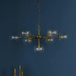 Rackhams Ophelia 7-Light Warm Brass and Glass Pendant - thumbnail 2