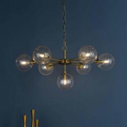 Rackhams Ophelia 7-Light Warm Brass and Glass Pendant - thumbnail 1